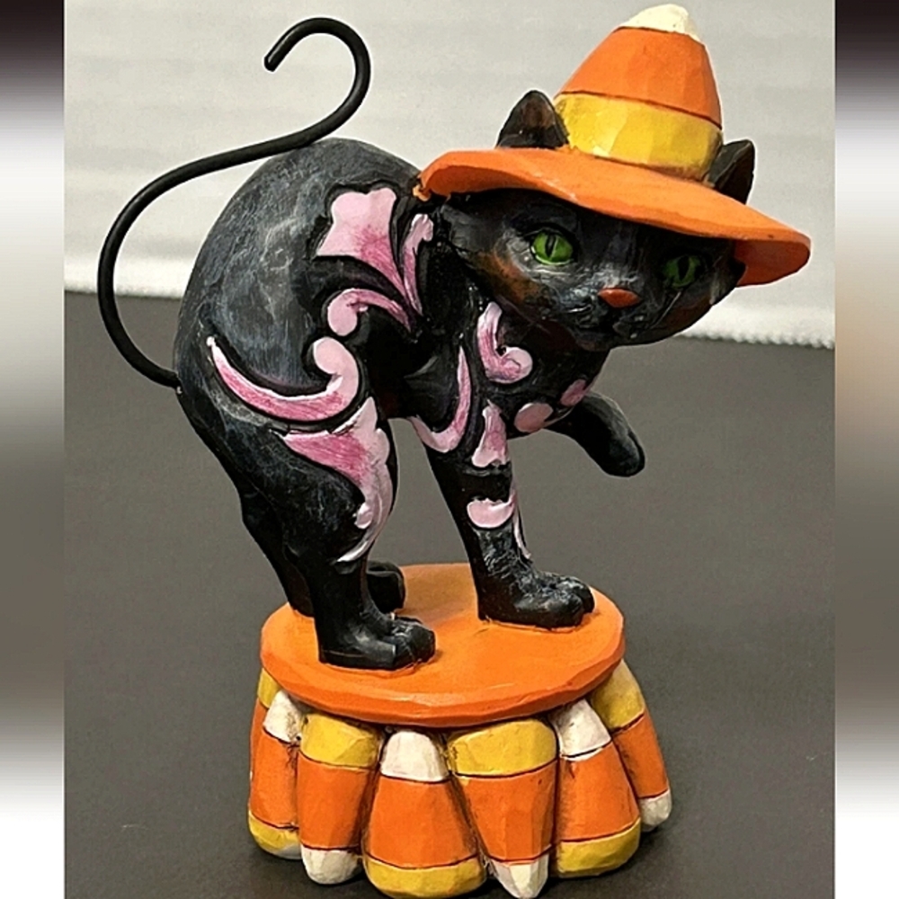 Jim Shore Heartwood Creek Candy Corn Black Cat Mini 4058850 2017 Halloween Cat